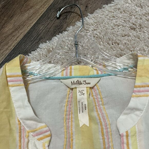Matilda Jane Size Medium Oversized Pastel Striped Summer Picnic Ruffle Top - Picture 4 of 7